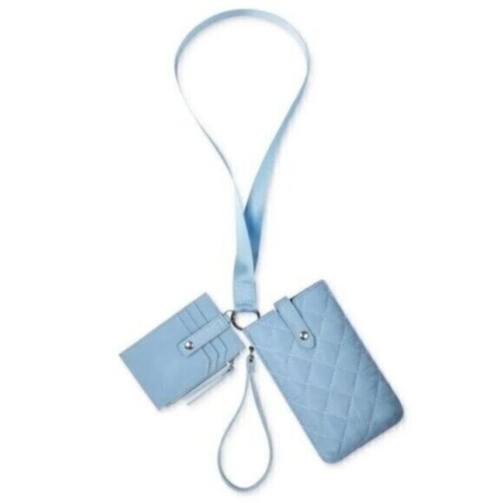 INC International Concepts Women's Blue Ashlii Lanyard Bag Phone Wristlet - Picture 1 of 7